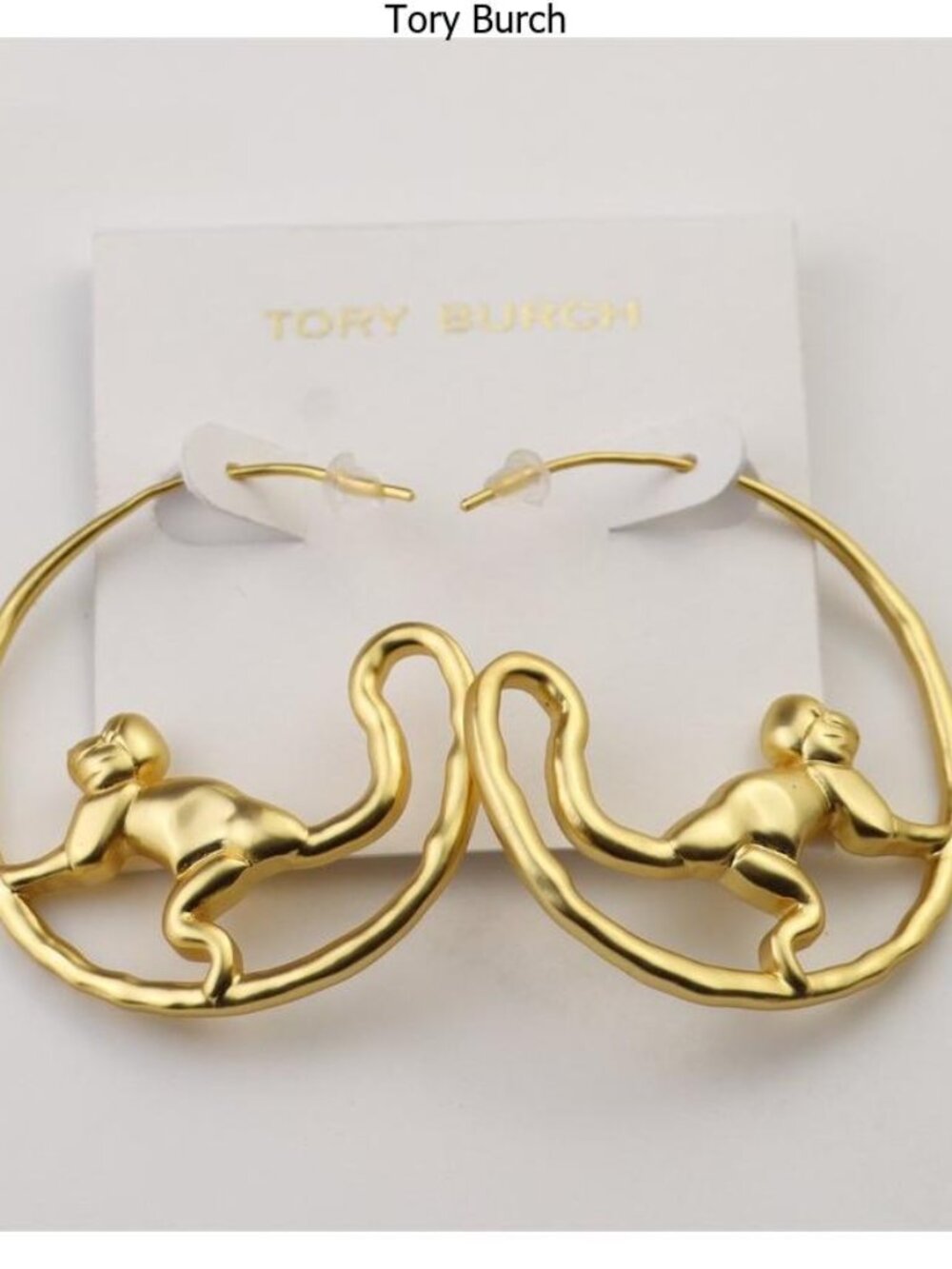 Tory Burch Gold Monkey Hoop Earrings